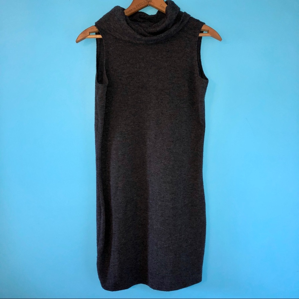 Charcoal Gray Cow Neck Tank Sweater Dress